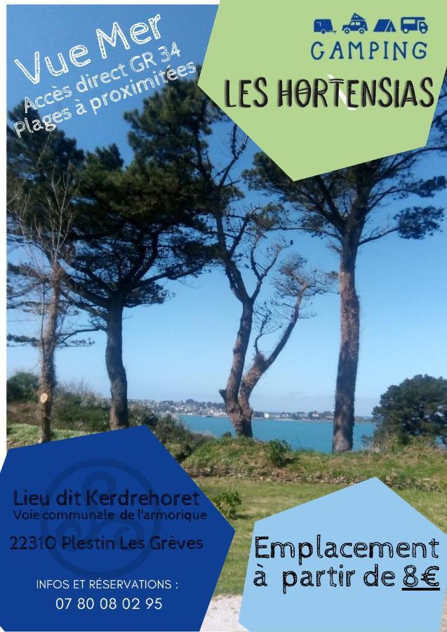Les Hortensias Grande Tente Familiale Deux Chambres Et Sejour Vue Mer Sur Camping Nature Plestin-les-Grèves 외부 사진